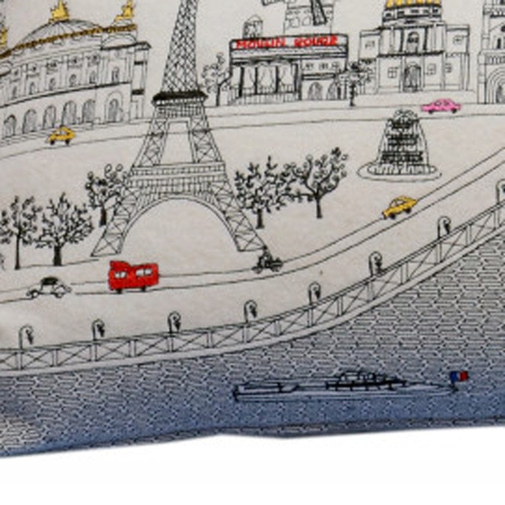 35" White Paris Daylight Skyline Lumbar Decorative Pillow