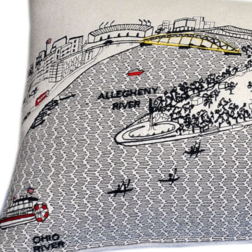 35" White Pittsburgh Daylight Skyline Lumbar Decorative Pillow