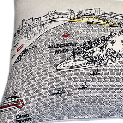 35" White Pittsburgh Daylight Skyline Lumbar Decorative Pillow
