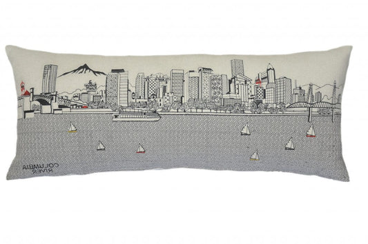 35" White Portland Daylight Skyline Lumbar Decorative Pillow