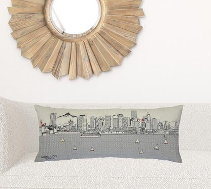 35" White Portland Daylight Skyline Lumbar Decorative Pillow