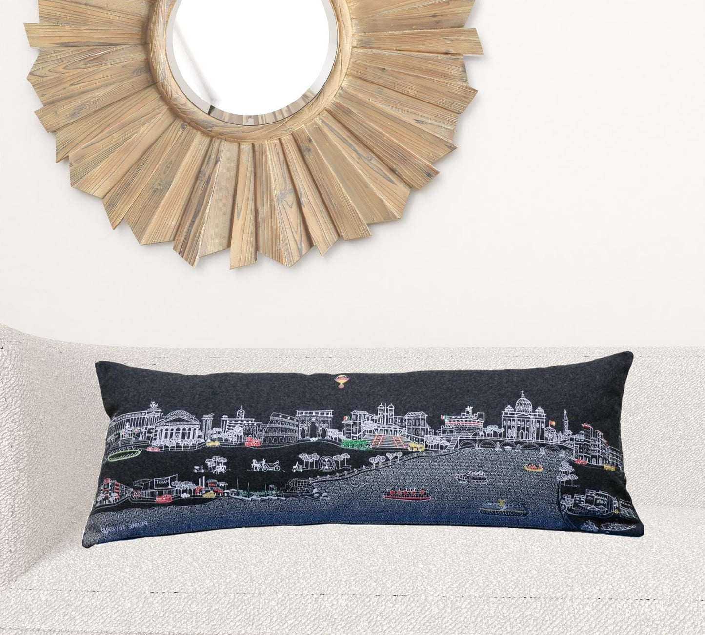 35" Black Rome Nighttime Skyline Lumbar Decorative Pillow