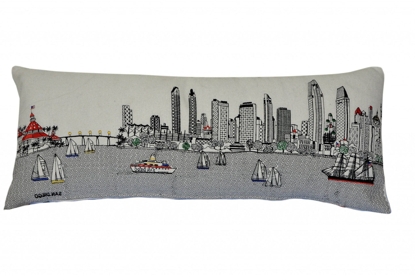 35" White San Diego Daylight Skyline Lumbar Decorative Pillow