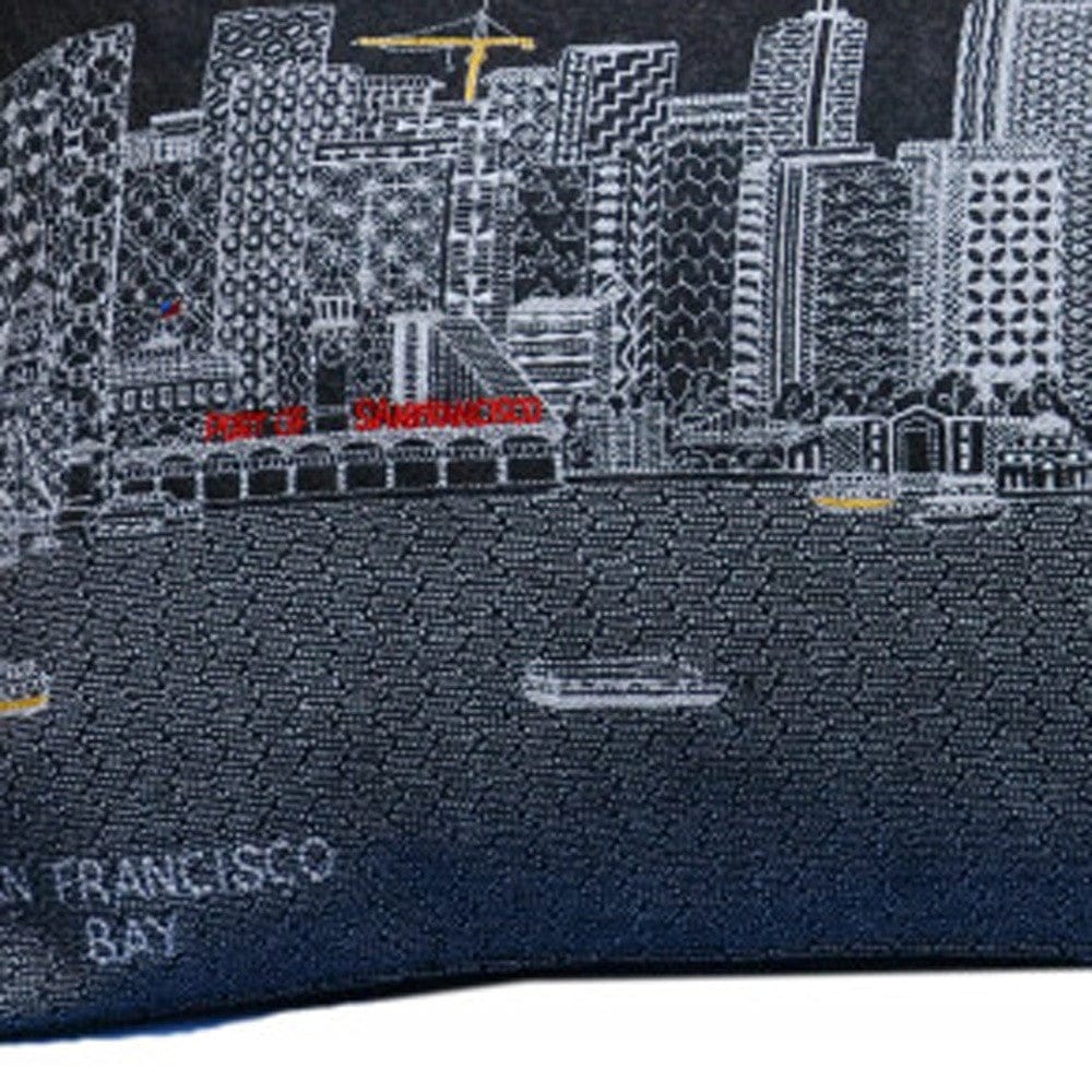 35" Black San Francisco Nighttime Skyline Lumbar Decorative Pillow