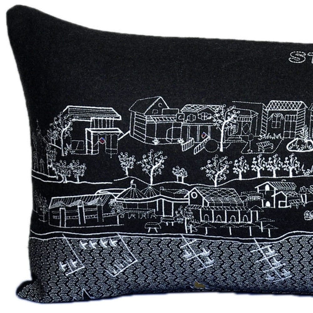 35" Black St Michael's Nighttime Skyline Lumbar Decorative Pillow