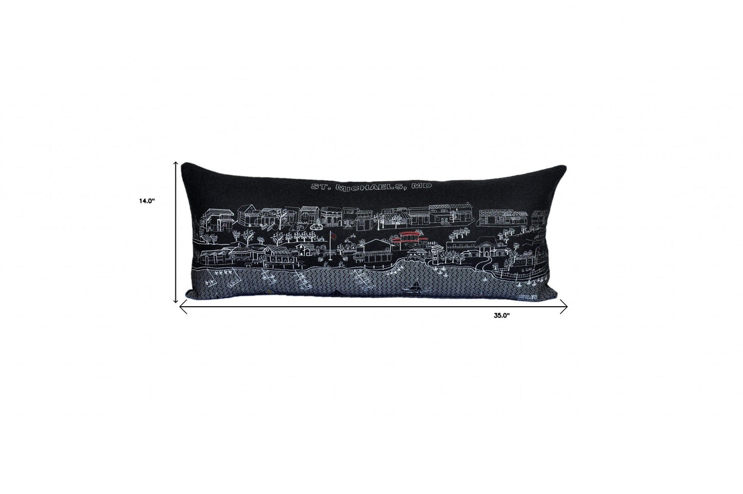 35" Black St Michael's Nighttime Skyline Lumbar Decorative Pillow