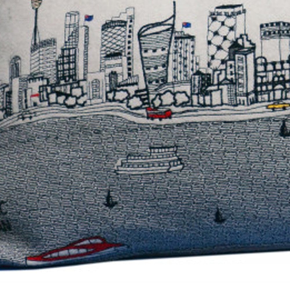 35" White Sydney Daylight Skyline Lumbar Decorative Pillow
