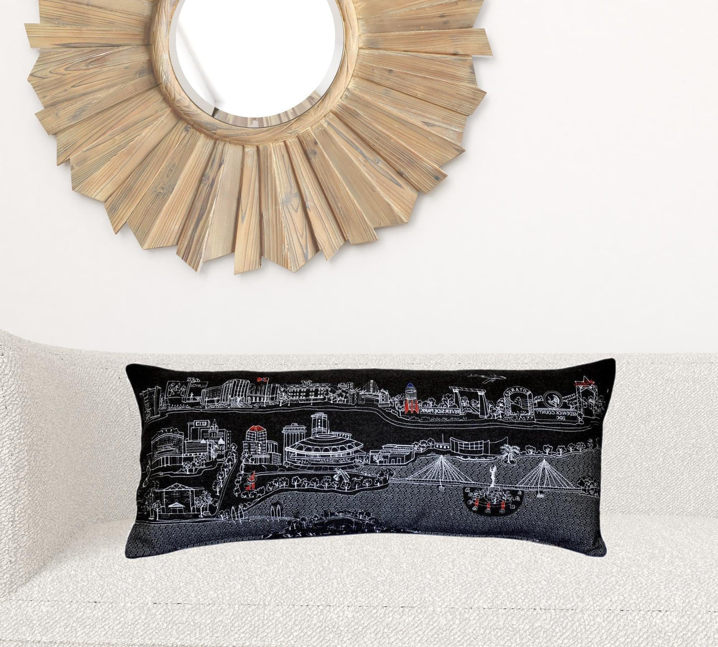 35" Black Wichita Nighttime Skyline Lumbar Decorative Pillow