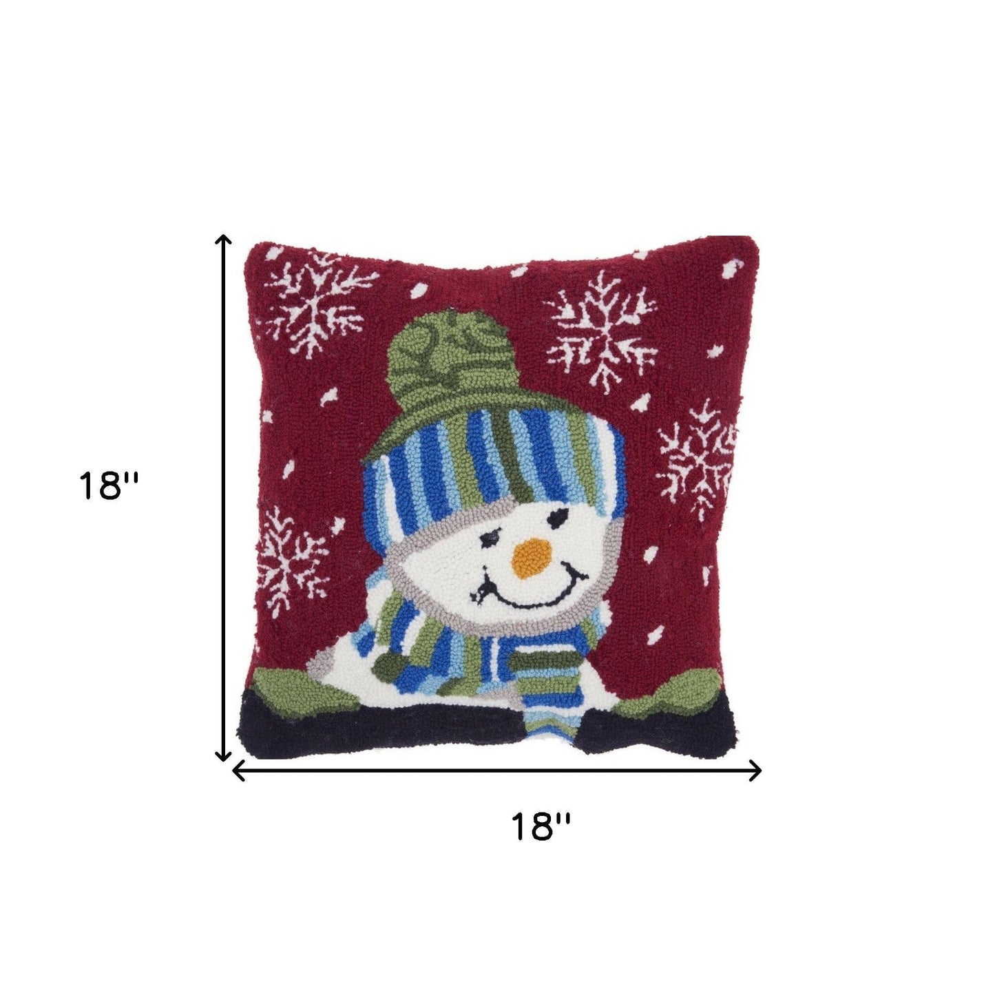 18" X 18" Red Blown Seam Snowman Christmas Throw Pillow