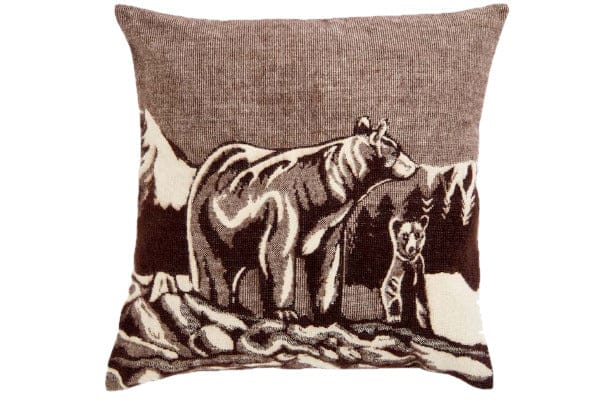 20" X 20" Brown And White Bear Zippered Throw Pillow Cover