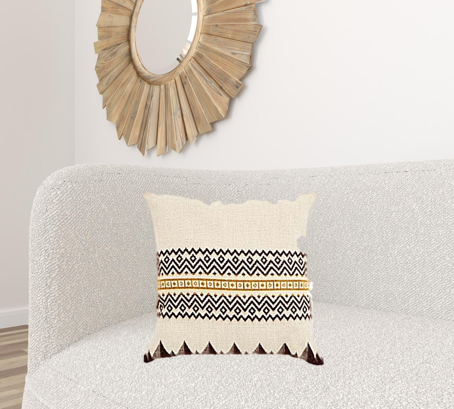 20" X 20" Brown And White Bear Zippered Throw Pillow Cover