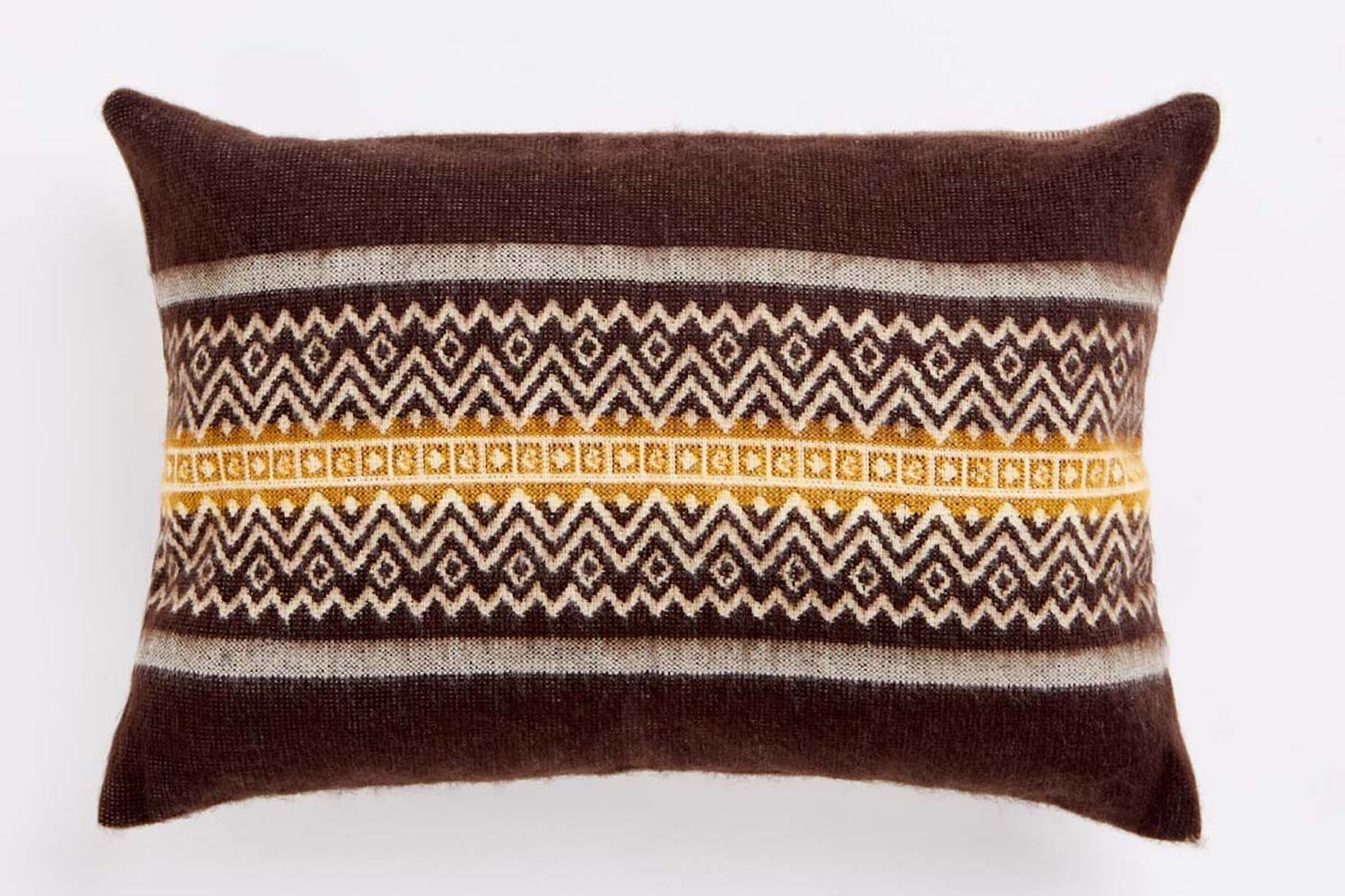 20" X 14" Brown And White Mountain Scene Zippered Lumbar Pillow Cover