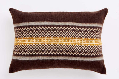 20" X 14" Brown And White Mountain Scene Zippered Lumbar Pillow Cover